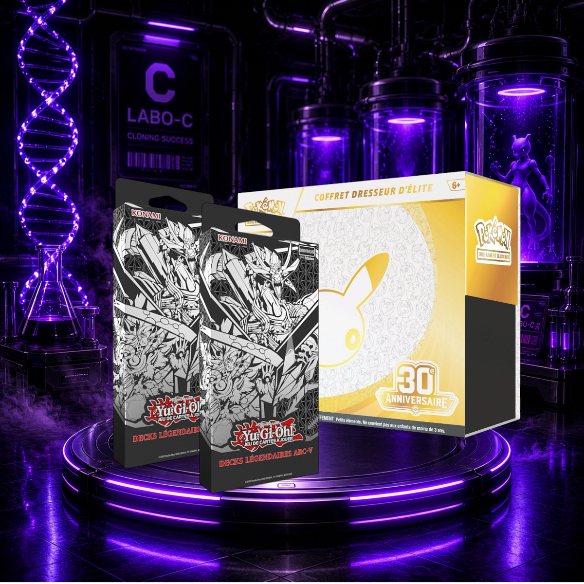 Pack PKMN Etb 30 ans + Deck Légendaire arc V Yu Gi Oh