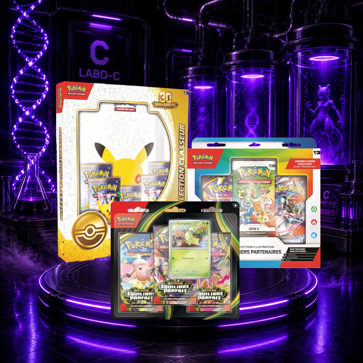 Bundle Pokémon - Coffret classeur 30 ans, Coffret partenaires série 3, Tripack me3 (préco)